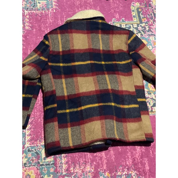 80s Wool Plaid Sherpa Jacket Size L - Picture 6 of 7